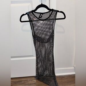 Black Mesh Mini Dress
